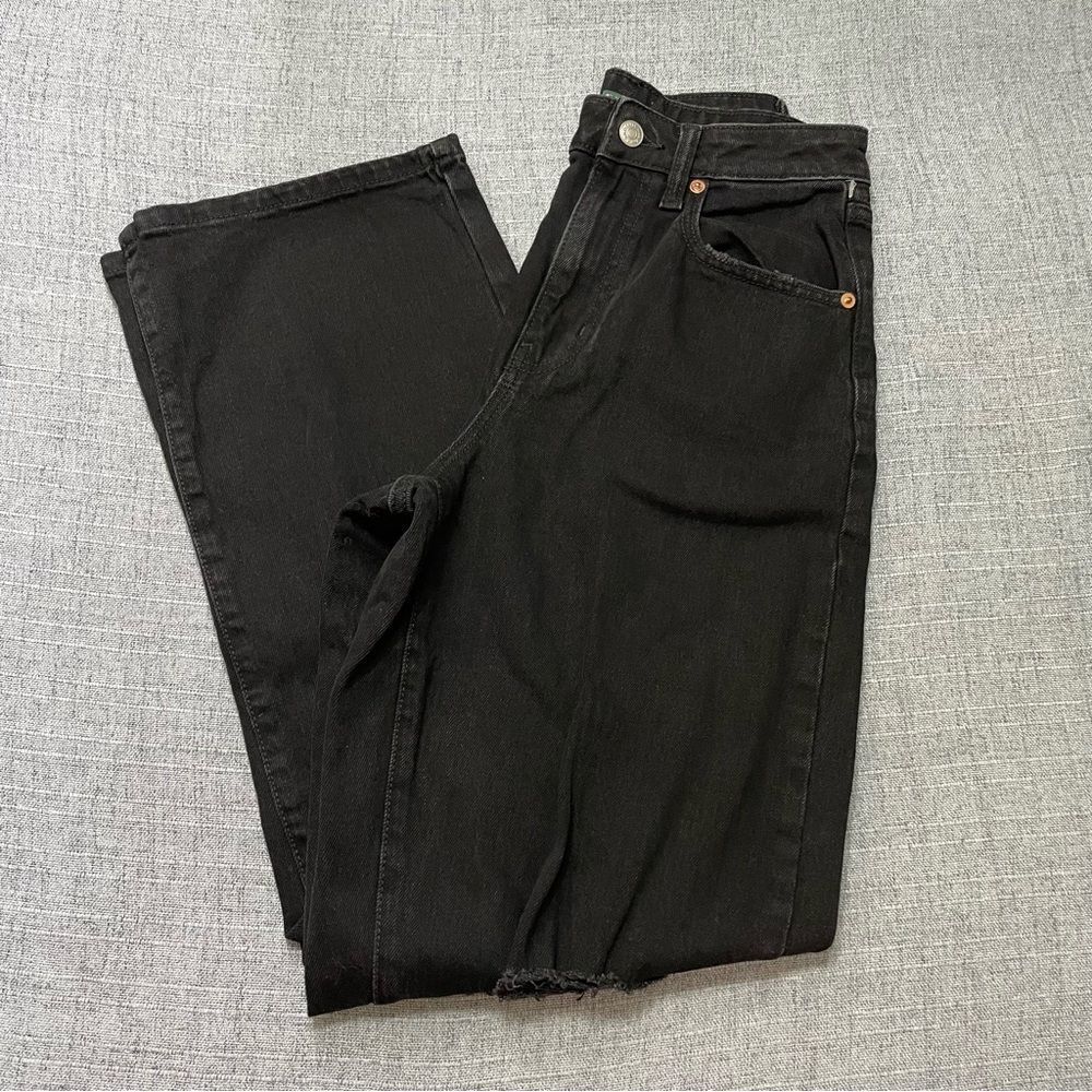 New Wild Fable Highest Rise Baggy Ripped Knees Jean Size 00/24R in Black